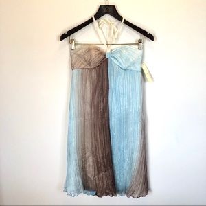 Helen wang 100% silk chiffon halter mini dress